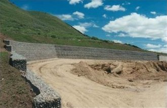 Stabilisation of earth movement - Large gabion walls